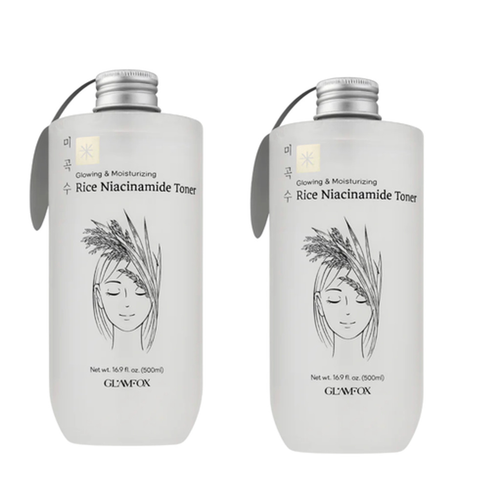 2 PACK GLAMFOX K-BEAUTY Rice Niacinamide Toner Glowing & Moisturizing